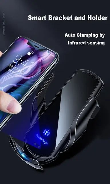 حامل هاتف ذكي للسيارة مع شحن لاسلكي تلقائي